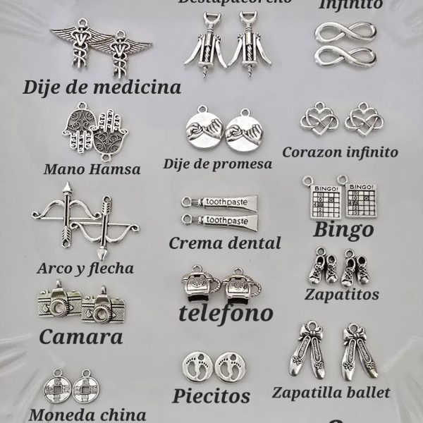 Dijes Plateados Bañados en níquel ( Caja 3 )