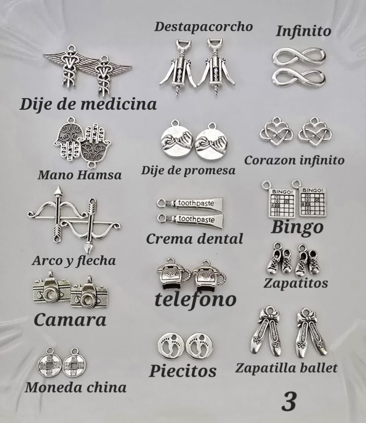 Dijes Plateados Bañados en níquel ( Caja 3 )