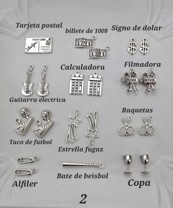 Dijes Plateados bañados en níquel ( Caja 2 )