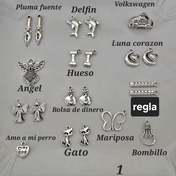 Dijes plateados Bañados en níquel (Caja 1)