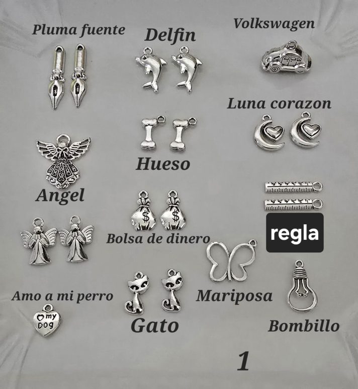 Dijes plateados Bañados en níquel (Caja 1)
